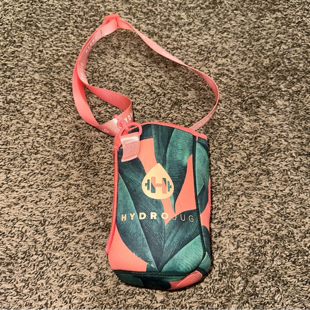 HydroJug Tropical Leaf Carrier with Coral Strap small spot see pics